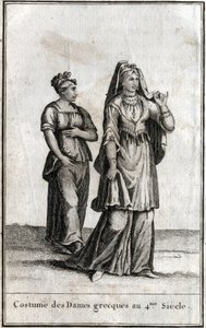 Traje de las damas griegas en el siglo IV. Grabado en “Beaute de l