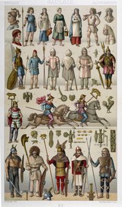 Trajes, armaduras y armas de los galos y sus guerreros