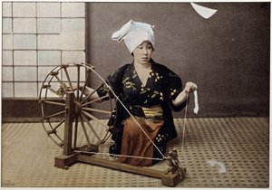 Máquina de hilar algodón en Japón, finales del siglo XIX de Unknown artist