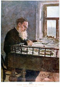 Conde Tolstoy escribiendo - acuarela del natural