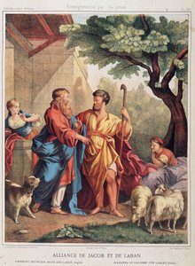 Pacto de Jacob y Labán en “Historia Sagrada”, ed. Hachette de Unknown artist