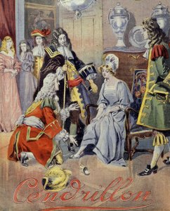 Portada de "Cenicienta", cuento de Perrault (prueba de zapatos)
