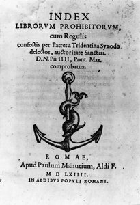 Portada del "Índice de Libros Prohibidos", Roma de Unknown artist