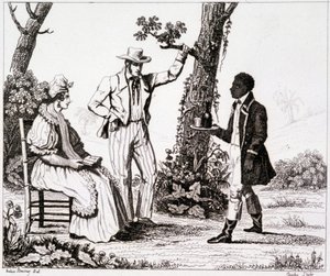 Criollo de Martinica (sirviente negro y una pareja de blancos) - en "Francia pintoresca", T.III de Unknown artist