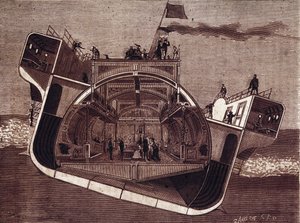 Sección transversal de un barco diseñado contra el mareo por Henry Bessemer (1813-1898). Grabado del siglo XIX. de Unknown artist