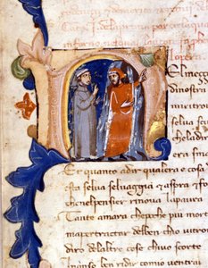 Dante y Virgilio a la entrada del Infierno. (letrina 