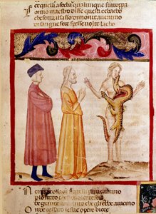 Dante y Virgilio encuentran el alma de un pecador condenado a ser devorado por un dragón de Unknown artist