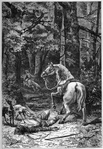 Muerte de Rufus, Guillermo el Rojo (Rey Guillermo II) asesinado por una flecha mientras cazaba en el Nuevo Bosque de Unknown artist