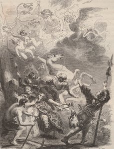 Muerte de San Lievin el Grande (Livin, o Lebwin, o Livinus) como evangelizador de Flandes, martirio en 657/663. Grabado de 1868 en “Histoire de Belgique desde tiempos primitivos hasta el final del reinado de Leopoldo I” por Theodore Juste (1818-1888). Cole