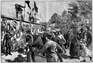 Demostración de los anarquistas en Père Lachaise frente a la tumba de los federados el 27 de mayo de 1888 de Unknown artist