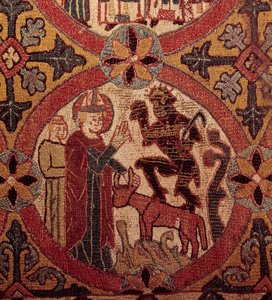 Detalle de un bordado que representa la Tentación de San Martín. Tapiz islandés. 1390-1403. París, Museo Nacional de la Edad Media, Termas de Cluny de Unknown artist