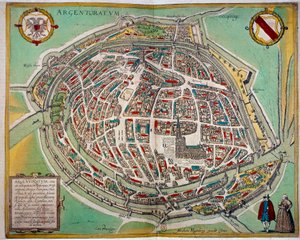 Mapa detallado de la ciudad de Estrasburgo realizado por Abraham Hogenberg (ca. 1608-1653). Grabado del siglo XVII París B.N. de Unknown artist