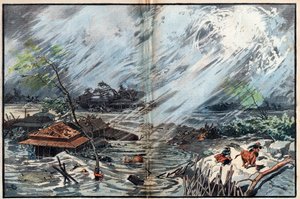 Devastación causada por el tsunami en Sanriku, Japón de Unknown artist