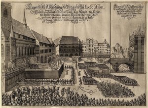 La ejecución de los rebeldes bohemios en la Plaza Vieja de Praga, 1621 de Unknown
