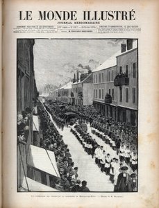 Desastre del pozo Santa Eugenia - El funeral de las víctimas del desastre de Montceau les Mines en Borgoña - Grabado en “El mundo ilustre” de 1895