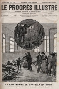 Desastre del pozo Santa Eugenia o desastre de Montceau-les-Mines en Borgoña en 1895 - grabado en 