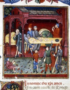 Distribución de pan y zapatos a ancianos y pobres. 1422 de Unknown artist