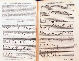 Doble página de Margarita philosophica de Gregor Reisch (1600)