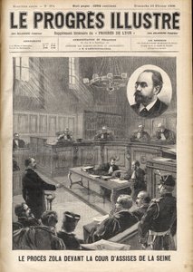 Caso Dreyfus: Émile Zola (1840-1902) en el tribunal del Sena para el juicio de Alfred Dreyfus. de Unknown artist