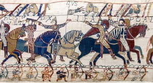 El Duque Guillermo muestra su rostro a su ejército, Tapiz de Bayeux de Unknown artist