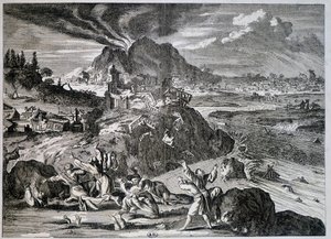 Terremoto en Tokio en 1650 - grabado de Unknown artist