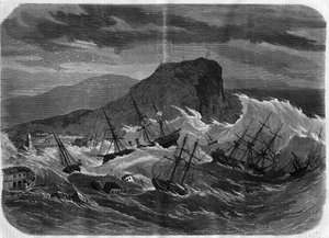 Terremoto de Perú: tsunami que sumerge la ciudad de Arica en septiembre de 1869 - Grabado en "Le Journal Illustré"