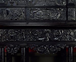 Práctica de Ébano. Horacio Cocles, héroe romano, defiende el Puente Sublicio en Roma contra el ataque de los etruscos de Porsenna en 507 a.C. Detalle. Alrededor de 1645. París. Museo del Louvre de Unknown artist