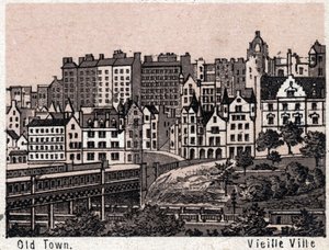 Edimburgo, Escocia: vista del casco antiguo de Edimburgo. en "El mundo ilustra 168 vistas" Sin fecha (finales del siglo XIX) de Unknown artist
