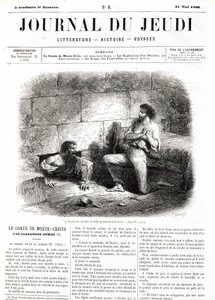 Edmond Dantès, el Conde de Montecristo (Montecristo) se encuentra con el Abate Faria gracias al túnel hueco en la prisión - en “Le Journal du Jeudi” del 31/05/1860