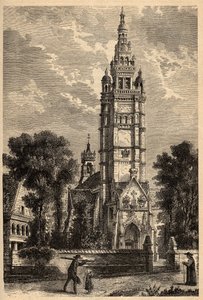 Iglesia Notre Dame de Croaz Batz en Roscoff - Finisterre - Bretaña - grabado en “PATRIE” - DESCRIPCIÓN PICTÓRICA DE FRANCIA EN 6 VOLÚMENES POR LUCIEN HUARD - finales del siglo XIX de Unknown artist