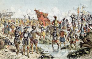 Octava Guerra de Religión (1585-1598): la batalla de Ivry el 14/03/1590 entre el ejército real de Enrique IV (que prevalecerá) y la Liga Católica de Unknown artist
