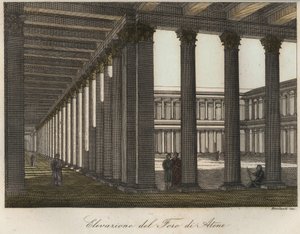 Elevación del foro en Atenas (El Foro Romano de Atenas está ubicado al norte de la acrópolis y al este del ágora griega clásica) grabado de “Usi e Costumi di Tutti i Popoli dell