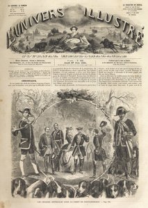El emperador Napoleón III cazando en Fontainebleau - 1861 - Caza imperial en Fontainebleau en presencia de Napoleón III (1808-1873) y la emperatriz Eugenia (1826-1920). El Universo Ilustre de 1861 de Unknown artist