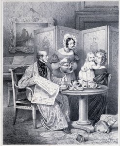 Pareja inglesa tomando té - Siglo XIX. de Unknown artist