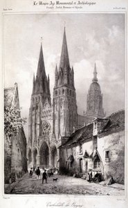 Grabado de la Catedral de Bayeux publicado en “La Edad Media Monumental y Arqueológica”. Siglo XIX de Unknown artist