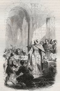 Ermesinde, Condesa de Luxemburgo - Carta de franquicia otorgada por Ermesinde I de Luxemburgo a los habitantes de Luxemburgo en 1243 - Grabado de 1868 en “Historia de Bélgica desde los tiempos primitivos hasta el final de Leopoldo I” por Theodore Juste