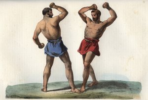 Boxeadores etruscos - grabado de “Usi e Costumi di Tutti i Popoli dell