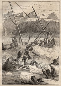 Expedición alrededor del mundo (1785-1788) de Jean Francois Galaup de La Perouse (1741-1788): naufragio de los barcos en el puerto de los Franceses (Alaska) - ilustración tomada de “Los Grandes Marineros del siglo XVIII” de Unknown artist