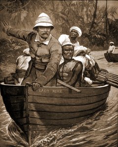 Exploración de Sir Henry Morton Stanley (1841-1904), explorador británico, a bordo del “Lady Alice”.