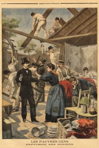 Expulsión y elemento de los barracones instalados en la zona militar en la puerta de Gentilly. Ilustración en "Le petit journal" 23/06/1895. de Unknown artist