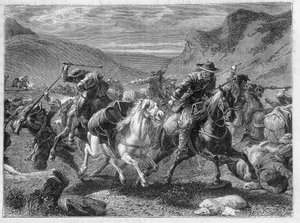 Falsos salineros atacados en una emboscada por los soldados del rey - en “Las maravillas de la industria” de Louis Figuier de Unknown artist