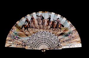 Decoración de valla con cinco jinetes: el Emperador de Francia Napoleón III (1808-1873) (primero a la izquierda), el Rey Vittorio Emanuele II (Victor Manuel) (1820-1878) (tercero), Giuseppe Garibaldi (1807-1882) (primero a la derecha) Milán, Museo del Riso de Unknown artist