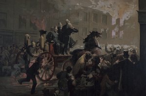 Camión de bomberos, finales del siglo XIX (litografía en color) de Unknown artist