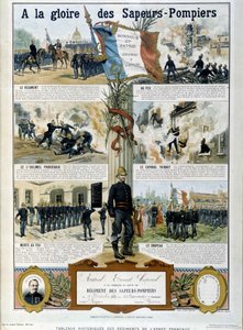 Bomberos: A la gloria de los Sapeurs - en "Pinturas históricas de los regimientos del ejército francés" circa 1890