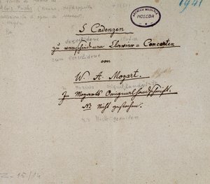 Primera página de un manuscrito de 5 cadencias para piano de Mozart (manuscrito) de Unknown artist
