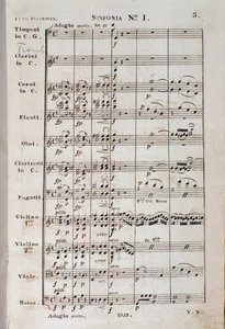 Primera página de la partitura de Sinfonía n.º 1 en Do mayor opus 21, por Ludwig van Beethoven de Unknown artist