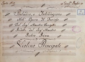 Primera página de la partitura para violín, Il furioso all