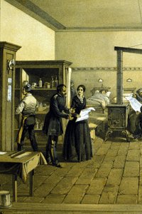 Florence Nightingale (1820 - 1910) en un hospital en Scutari en Turquía circa 1855 (detalle). de Unknown artist