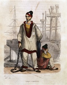 Forzado a peritaje - en "Les Bagnes: histoire, types, moeurs, mystère" por Maurice Alhoy, ed. Gustave Havard, París