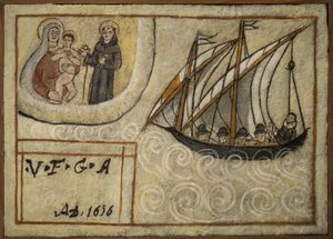 Exvoto marinero, ofrenda popular como muestra de devoción y gratitud del marinero que sobrevive a los peligros del mar proveniente de la Iglesia del Carmine, Torre del Greco, cerca de Nápoles, siglo XIX Italia de Unknown artist